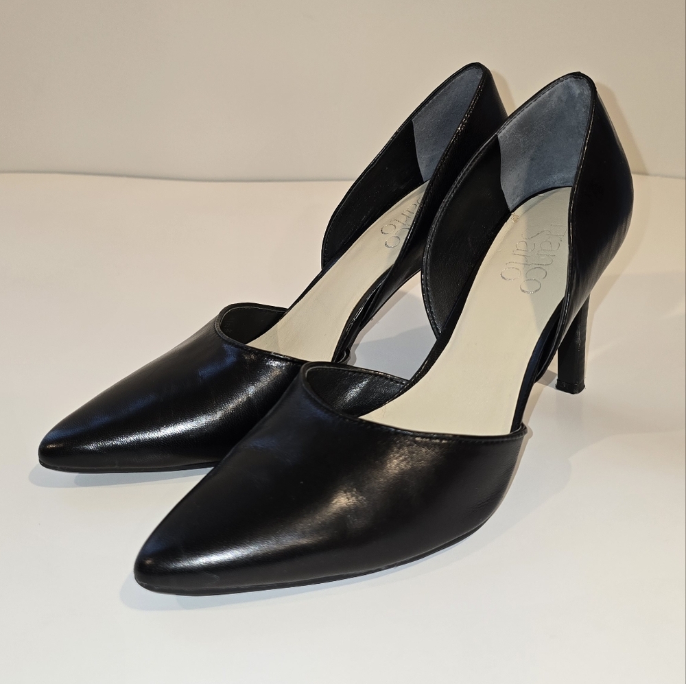 Franco Sarto Black Leather D'orsay Pumps Sleek Wear to Work Size 6